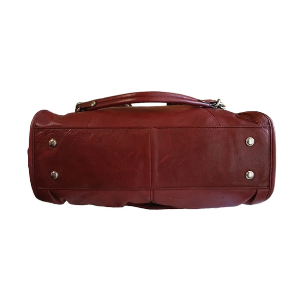 B. Makowsky Purse Cranberry Leather Shoulder Bag Tote Handbag - Picture 4 of 14